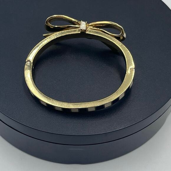 Kate Spade New York Blue White Striped Ribbon Bow Nautical Bangle Bracelet - Picture 5 of 8